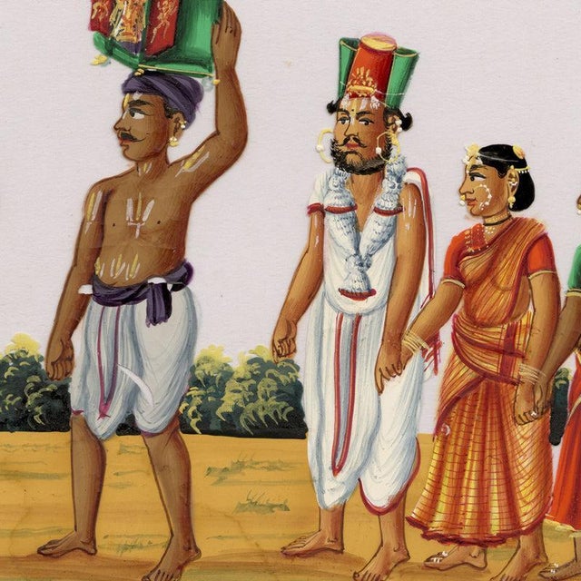 Indian Company School, a Vaishnava Procession, 1800s, Gouache on Paper For Sale - Image 4 of 9