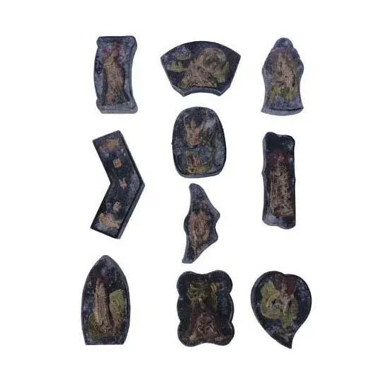 Chinese Calligraphic Ink Stone & Deity Statue Set For Sale