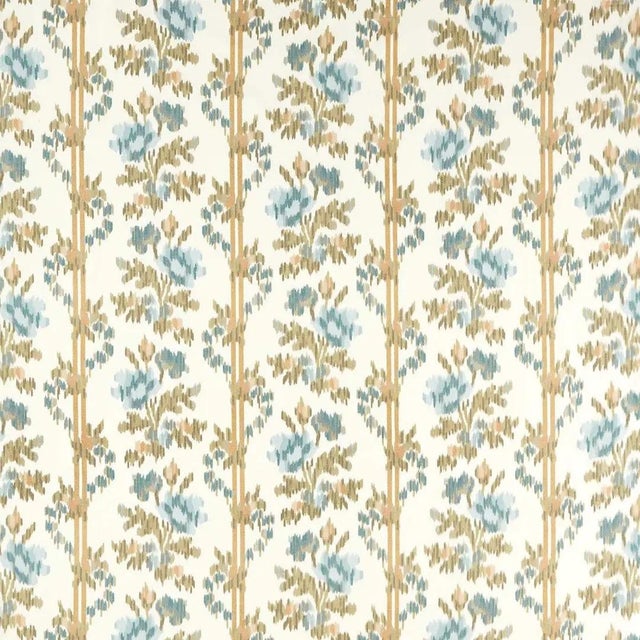 Apothecary Rose is a beautiful example of a warp-printed floral ikat where the warp yarns are printed before weaving the...
