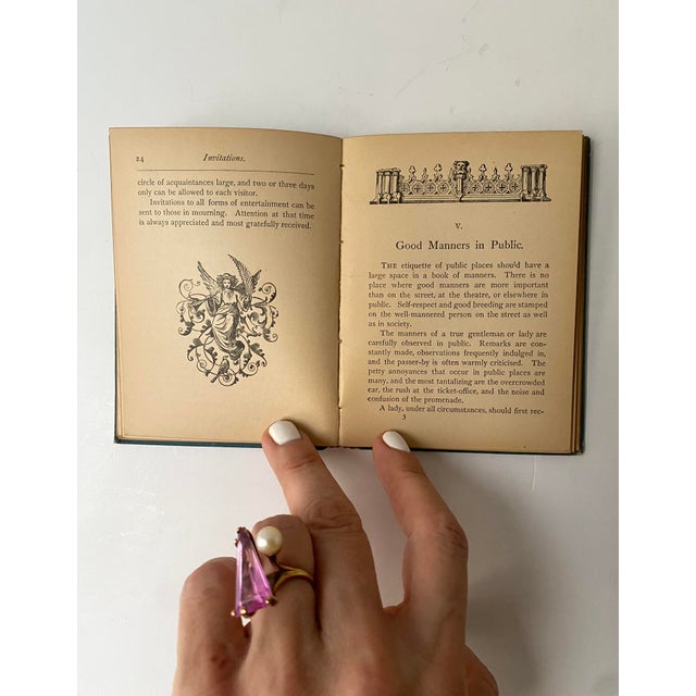 Teal What to Do, Etiquette Book, Victorian Period, New York, 1892 For Sale - Image 8 of 10