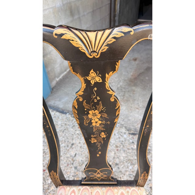 Mid-20th Century Grand Ledge Chinoiserie Black Lacquer Dining Chairs, Set of 10 For Sale - Image 16 of 17