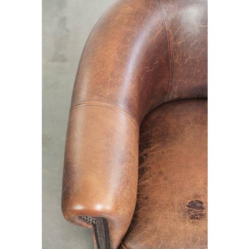 Vintage Sheepskin Club Armchair For Sale - Image 7 of 13