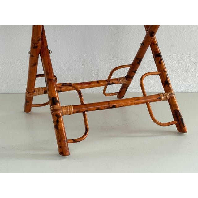 Mid-Century French Bamboo Folding Tray Table in Lacquered Wood, 1970s For Sale - Image 15 of 18