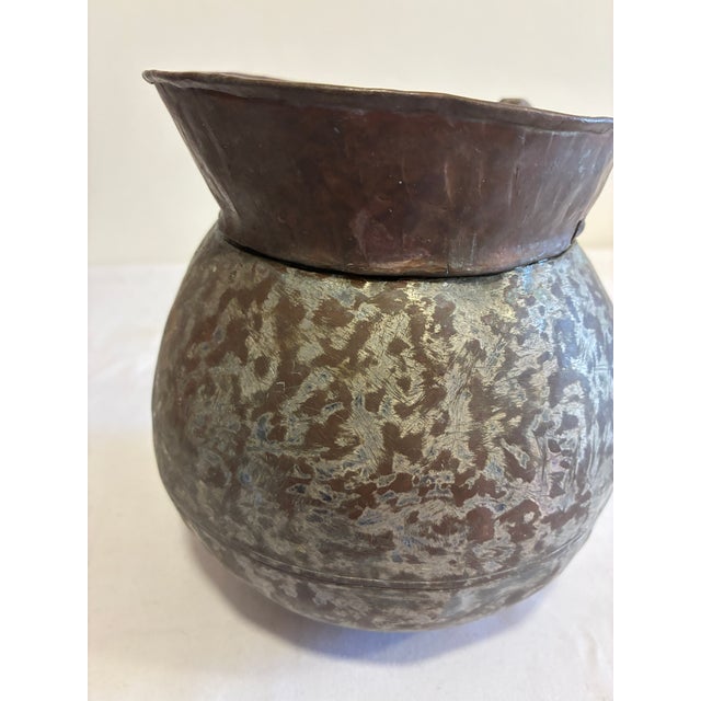 Antique Hand Hammered Copper Pitcher, Riveted Primitive Water Jug For Sale - Image 4 of 10
