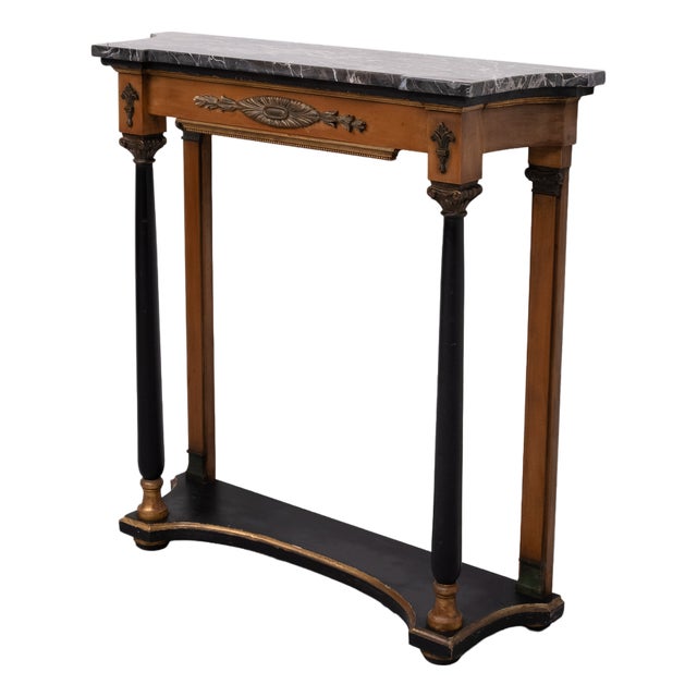 Empire Revival Italian Console Table with Black Marble Top, 1950s For Sale