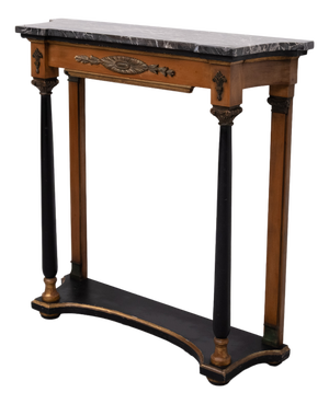 Empire Revival Italian Console Table with Black Marble Top, 1950s
