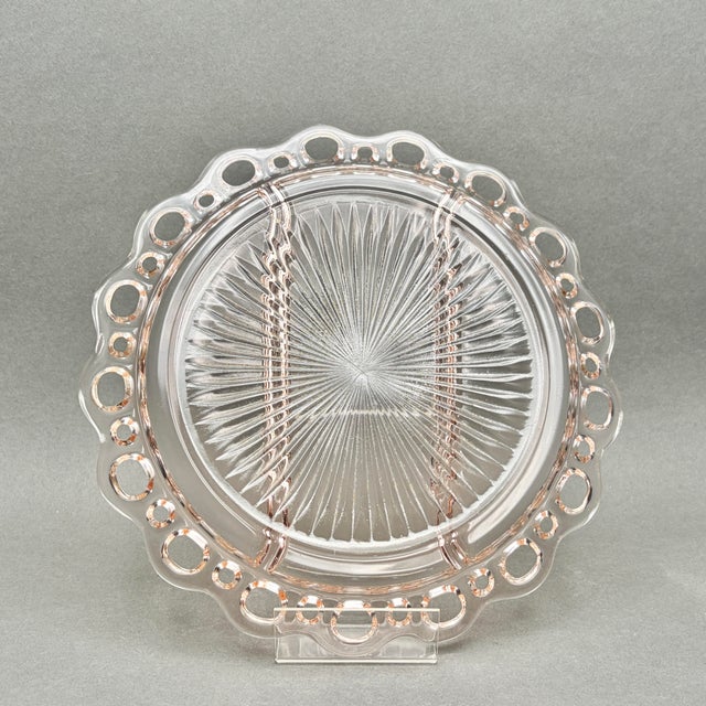 Pink Vintage Pink Anchor Hocking Depression Glass “Old Colony” 3 Part Divided Relish Dish Platter For Sale - Image 8 of 8