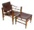 Set of Teak Safari Chair and Ottoman in Leather from Aage Bruru & Son, 1960s For Sale