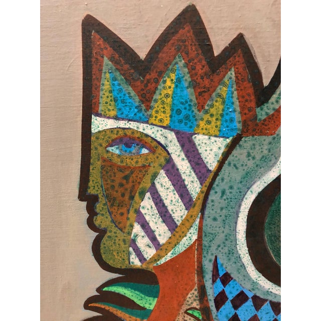 Surrealism Simon AvissarSurrealist Woman Oil painting French-Moroccan Israeli Bezalel School Painter For Sale - Image 3 of 4