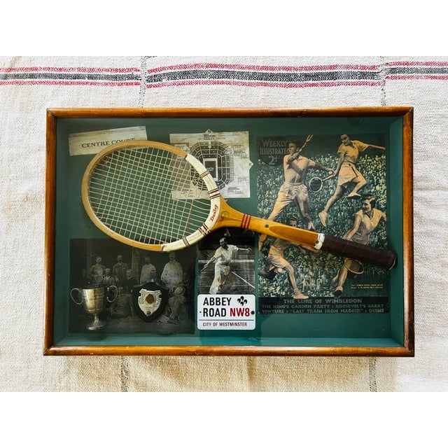 Vintage Wimbledon/British Tennis Memorabilia Wood Shadow Box For Sale - Image 9 of 9
