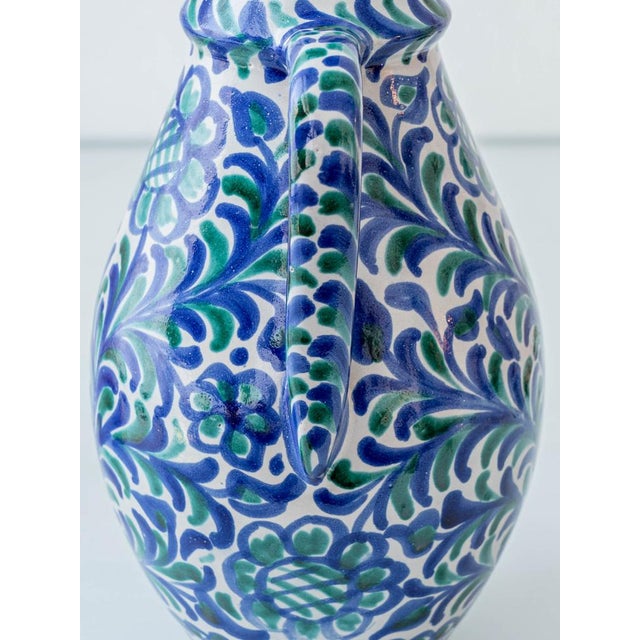 Spanish Fajalauza Ceramic Table Lamp with Hand-Woven Lampshade For Sale - Image 5 of 15