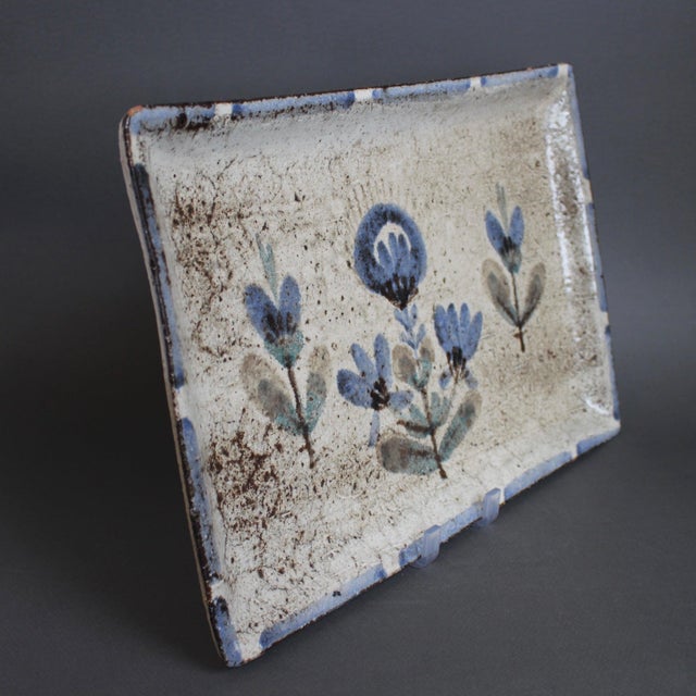 French vintage ceramic tray by gustave reynaud for le mûrier (circa 1960s). Rectangular-shaped earthenware tray with...