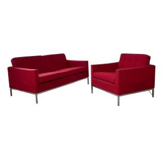 Model 1205C Easy Chair and 1205C Sofa by Florence Knoll for Knoll Inc., 1970s, Set of 2 For Sale