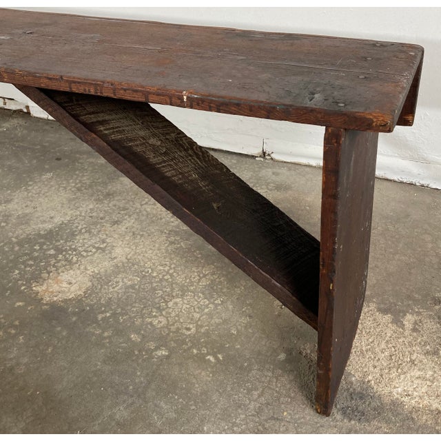 Antique Primitive Handmade Wood Farmhouse Style Bench For Sale - Image 9 of 11