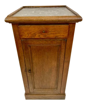 Antique Oak and Marble Cabinet Stand