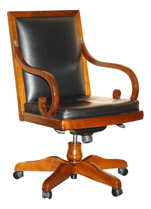 Black Leather and Cherrywood Grange Paris Captain's Chair from Harrods London