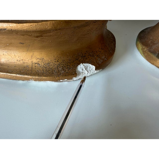 Vintage French Cherub – Baroque Revival Putti Sculptures on Gilt Bases Table Lamps - a Pair For Sale - Image 11 of 12