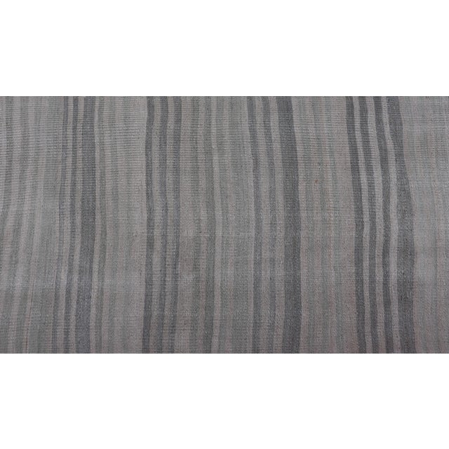 Minimalist Striped Design Turkish Vintage Kilim Rug in Soft Neutral Tones For Sale - Image 10 of 12