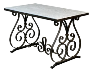 Wrought Iron Marble Topped Coffee Table, 1930s