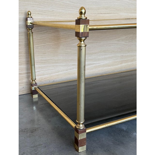 Mid-Century Modern Two-Tier Brass and Glass Rectangular Side Table For Sale - Image 13 of 18
