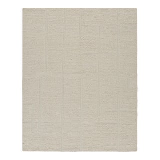 Rug & Kilim’s Contemporary Rug in Cream White with High-Low Geometric Patterns - 5x8 For Sale