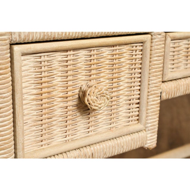 Lexington Henry Link Wicker Vanity Or Writing Desk and Chair For Sale - Image 13 of 18