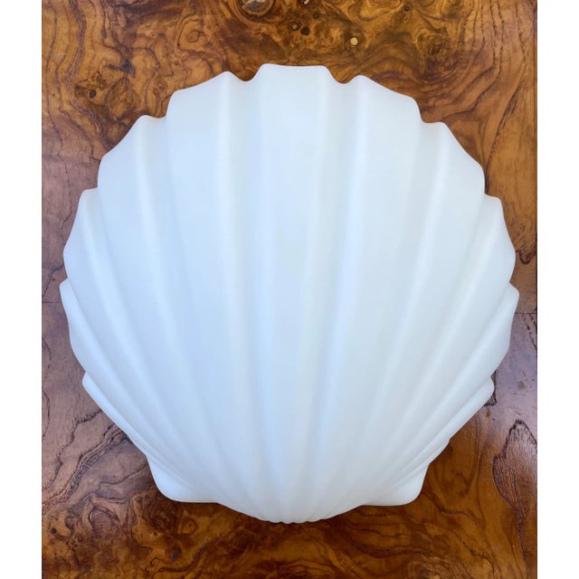 Mid-Century Modern Mid Century German Glass Opaline Shell Sconces- a Pair For Sale - Image 3 of 12