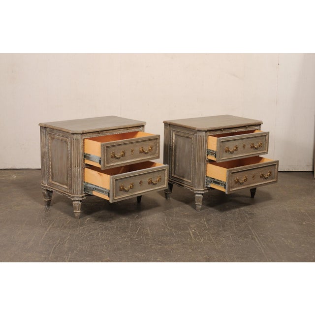 Vintage French Neoclassical Inspired Wood Nightstands With Shelf - A Pair For Sale - Image 12 of 12