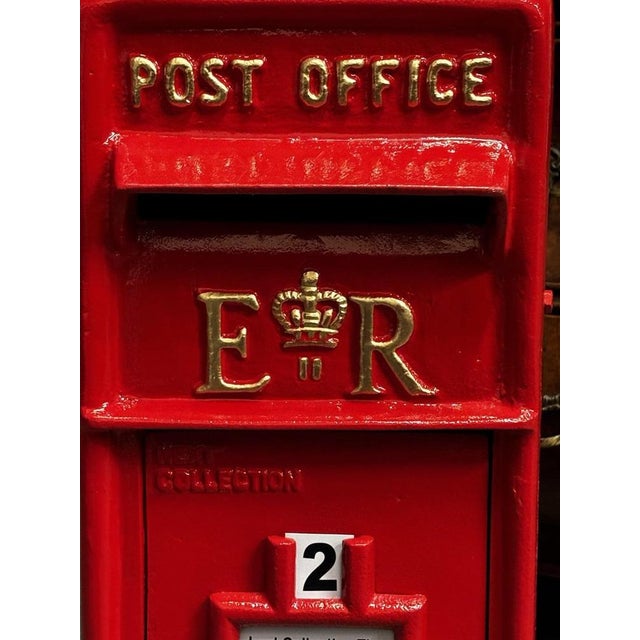 Metal Metal Post Box in Bright Red For Sale - Image 7 of 12