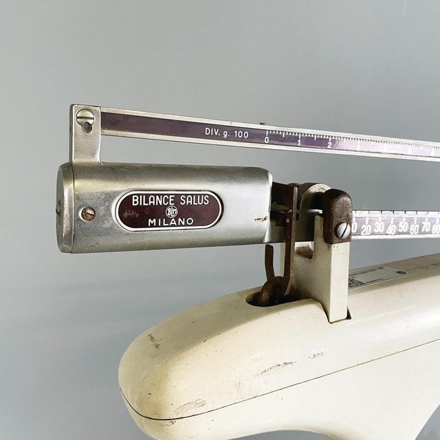 Metal Italian White Metal Vertical Medical Scale from Salus, 1960s For Sale - Image 7 of 17