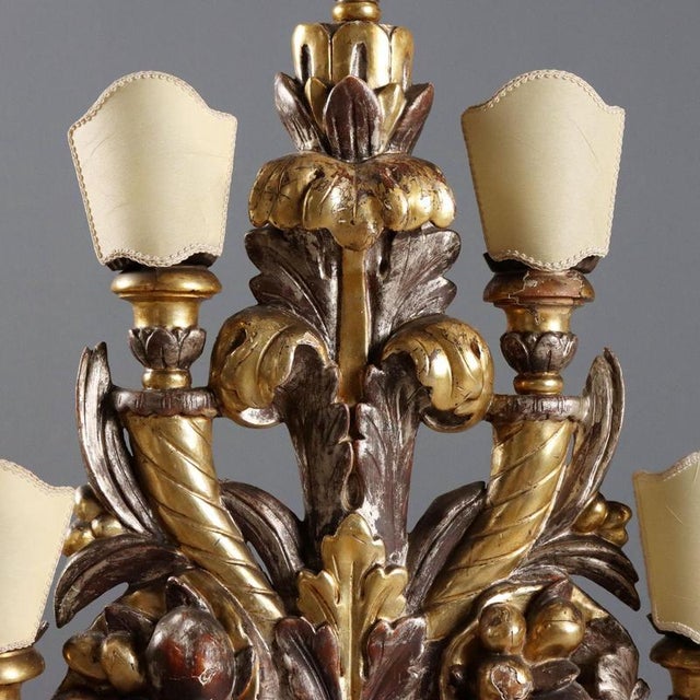 Baroque Carved Wooden Torchlights, Set of 2 For Sale - Image 4 of 12