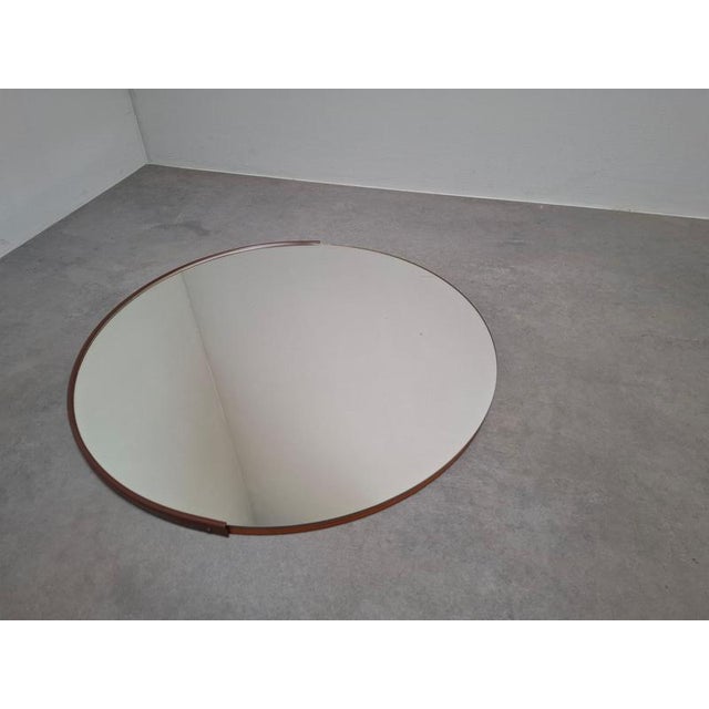 Brown Vintage Czechoslovakian Round Wall Mirror, 1970s For Sale - Image 8 of 15