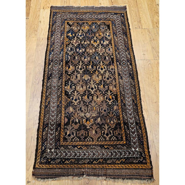 Antique Baluch Tribal Area Rug, Handwoven Wool, Allover Geometric Pattern For Sale - Image 16 of 18