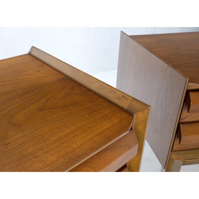 Pair Two Drawers Walnut Mid-Century Modern End Side Night Stands Tables Mint! For Sale - Image 17 of 17