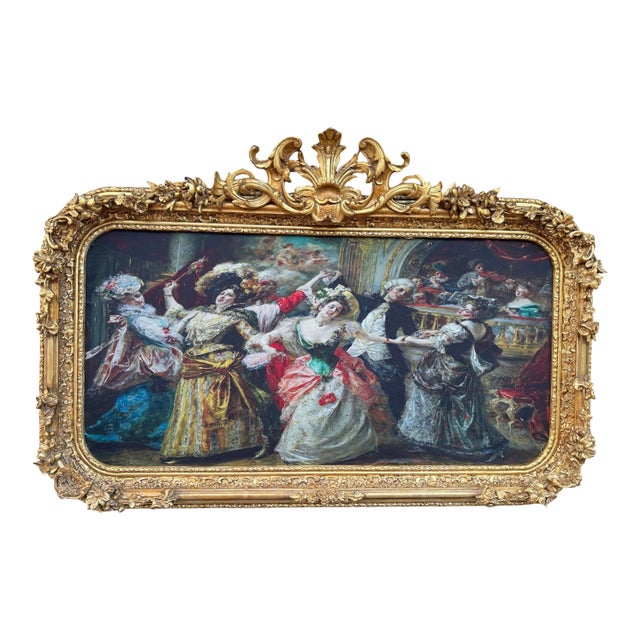1960s Italian Rococo Gold Beech Textile Wall Art 1pc For Sale