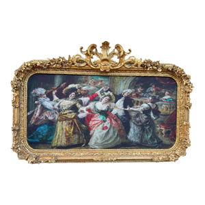 1960s Italian Rococo Gold Beech Textile Wall Art 1pc