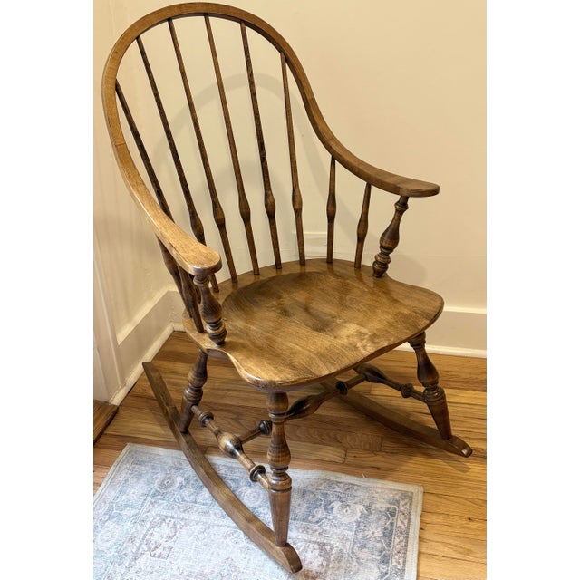 Ethan Allen Windsor Bowback Rocking Chair in Nutmeg For Sale - Image 10 of 10