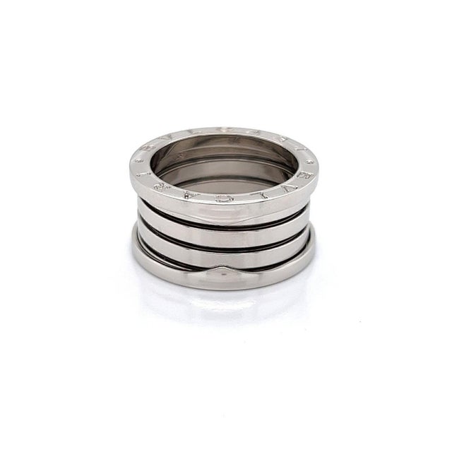 Modern Mid 20th Century Bvlgari B.zero1 Four-Band Ring in 18k White Gold w/Cert Size 6.5 / EU 54 For Sale - Image 3 of 8