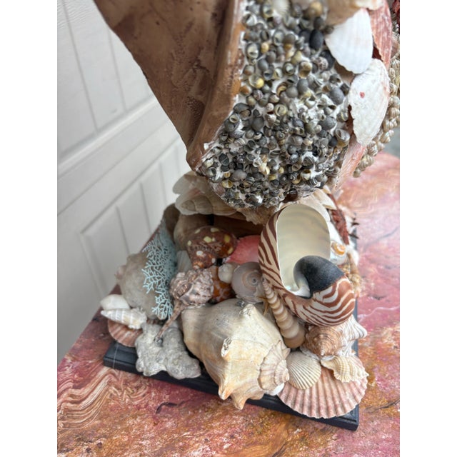 Nautical Seashell Encrusted Heavy Bust Ocean Goddess For Sale - Image 3 of 12