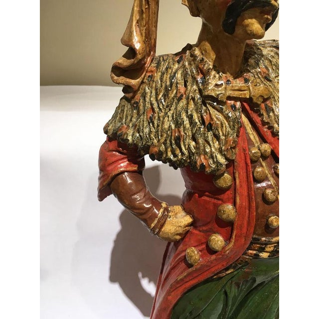 Venezian Polychrome Lacquered and Wooden Engraved Sculpture, 1750 For Sale - Image 6 of 18