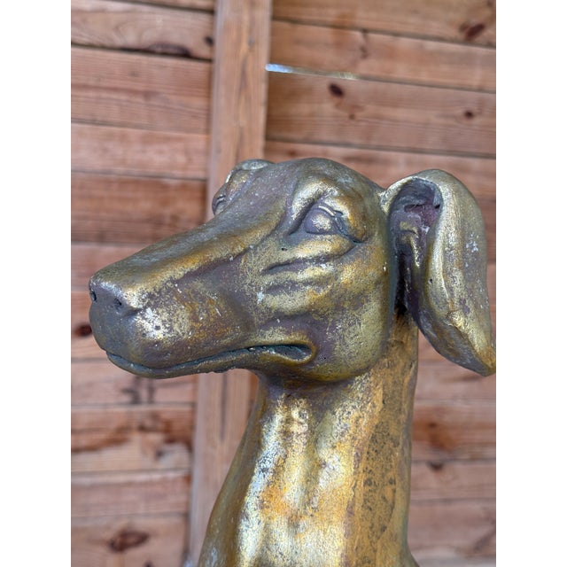 Vintage Cast Resin Greyhound Sculpture Statue With Gilt Finish Mid-20th Century For Sale - Image 10 of 12