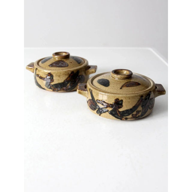 Vintage Studio Pottery Covered Dishes Pair For Sale - Image 11 of 11