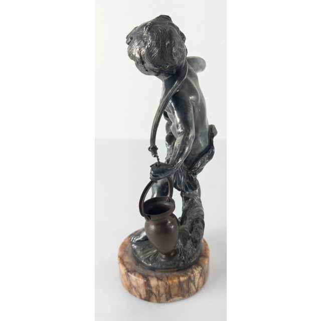 Early 20th Century Silvered Metal Figure of a Boy Carrying Water For Sale - Image 5 of 11