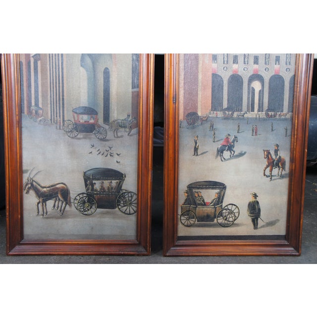 2 Theodore Alexander European Plaza Cityscape Paintings on Panel Framed 74" For Sale - Image 6 of 12