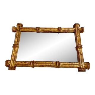 Florentia Giltwood Wall Mirror: Italian Faux Bamboo Design For Sale