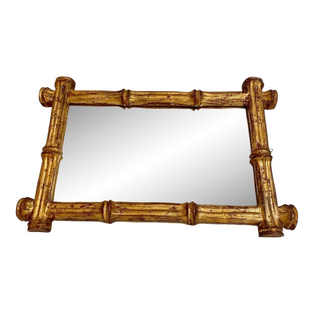 Florentia Giltwood Wall Mirror: Italian Faux Bamboo Design For Sale