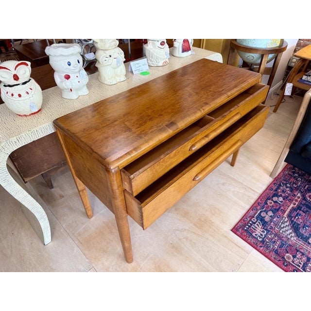 1940s Two Drawer Solid Maple Console Table For Sale - Image 13 of 13