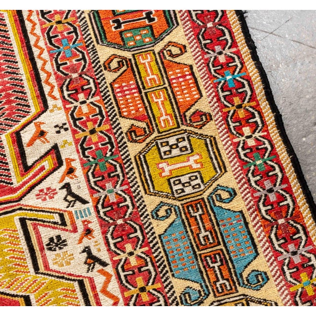 Mid 20th Century Caucasian Kazak Hand-Knotted Rug, 3' 3" X 2' 6" For Sale - Image 5 of 9