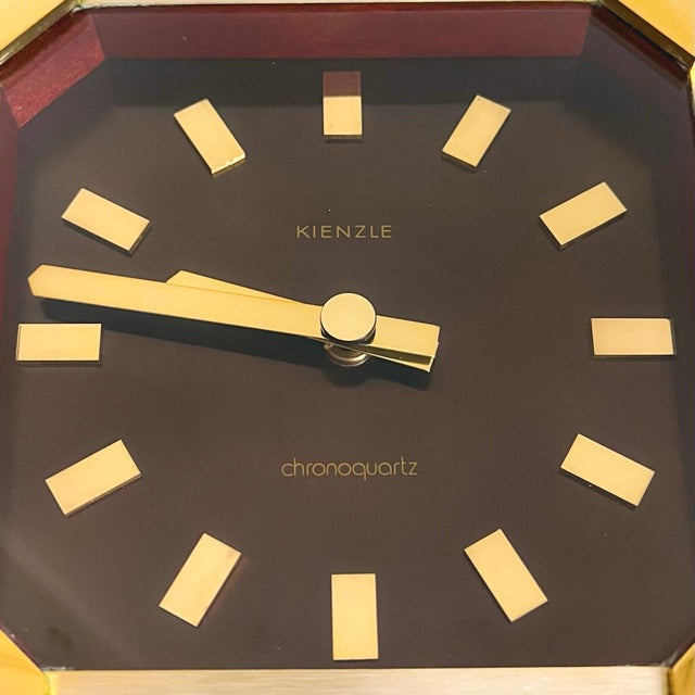 Kienzle Chronoquartz Wall Clock in Teak and Brass from Kienzle International, 1970s For Sale - Image 4 of 10