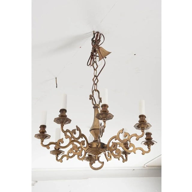 Gold French 19th Century Scrolling Brass Chandelier For Sale - Image 8 of 10